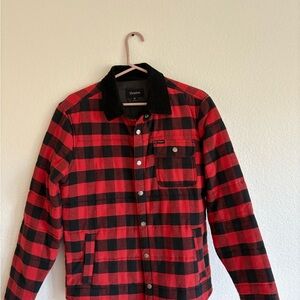 Brixton Men's Red and Black Plaid Jacket